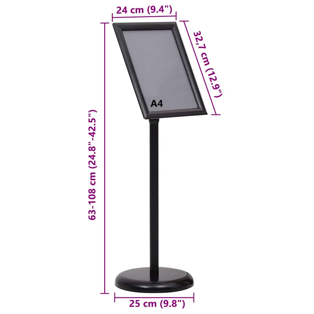 8721288723437_wbg-siz_en_hd_1 vidaXL Poster Stands 2 pcs Black 32.5 x 24 x 78 cm Aluminium alloy - Image 11