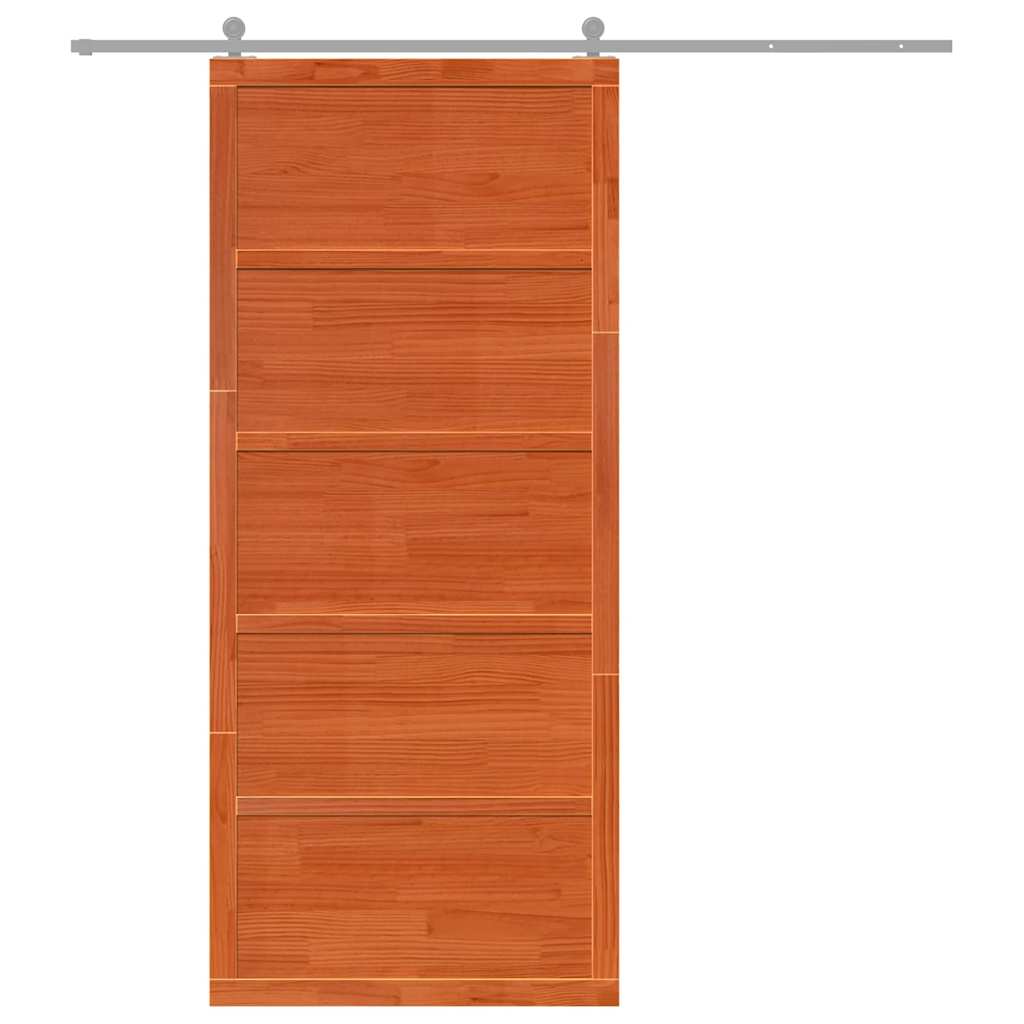 8721288738417_wbg-fu_en_hd_1 vidaXL Barn Door Wax brown 80 x 208 cm Solid Pine wood - Image 9