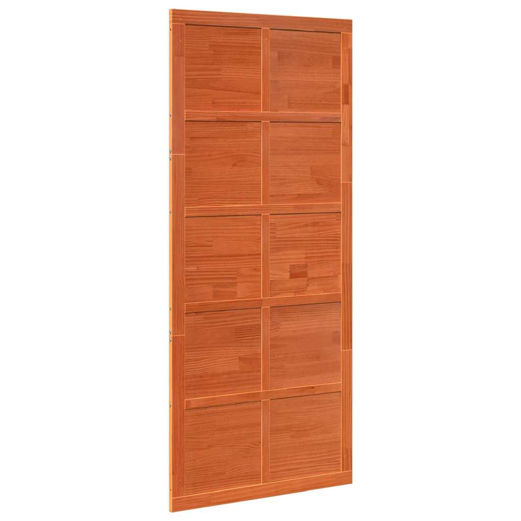 8721288738455_wbg-an-m_en_hd_1 vidaXL Barn Door Wax brown 90 x 210 cm Solid pine wood - Image 2