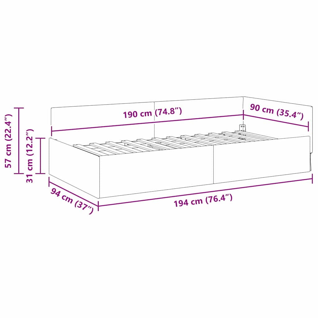 8721288876188_wbg-siz_en_hd_1 vidaXL Corner Bed Frame Black 90 x 190 cm Velvet and Engineered wood - Image 11