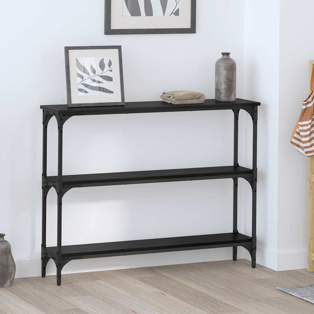 vidaXL Console Table with Shelf Black oak 100 x 22.5 x 75 cm