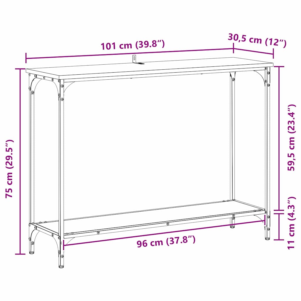 8721288900029_wbg-siz_en_hd_1 vidaXL Console Table Black oak 101 x 30.5 x 75 cm Engineered wood - Image 12