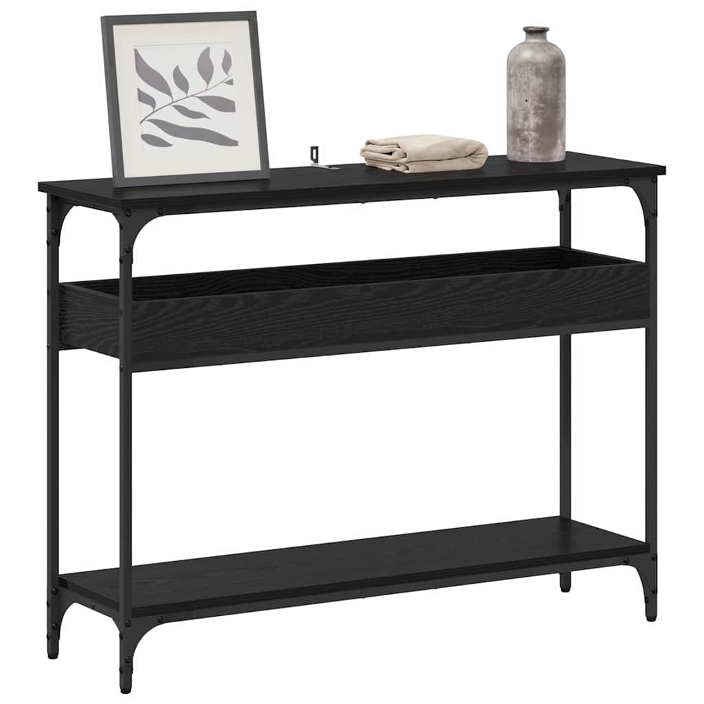 8721288900081_wbg-mo_en_hd_1 vidaXL Console Table Black oak 100 x 29 x 75 cm Engineered wood - Image 4