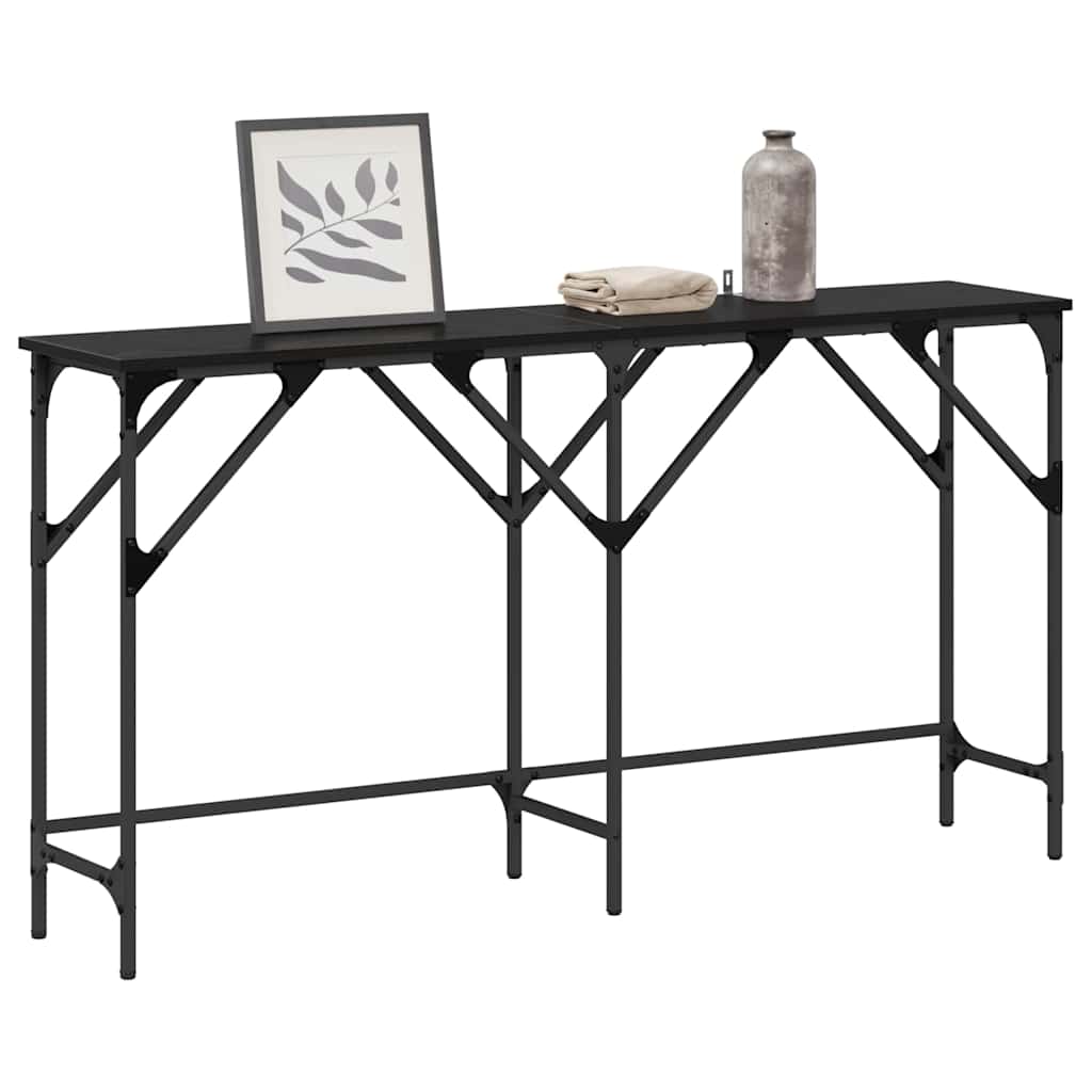 8721288900142_wbg-mo_en_hd_1 vidaXL Console Table Black oak 140 x 29 x 75 cm Engineered wood - Image 4