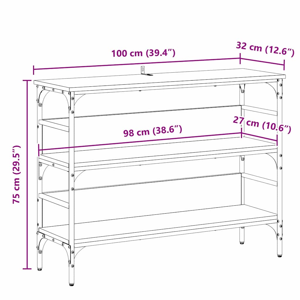 8721288900388_wbg-siz_en_hd_1 vidaXL Console Table Black oak 100 x 32 x 75 cm Engineered wood - Image 12