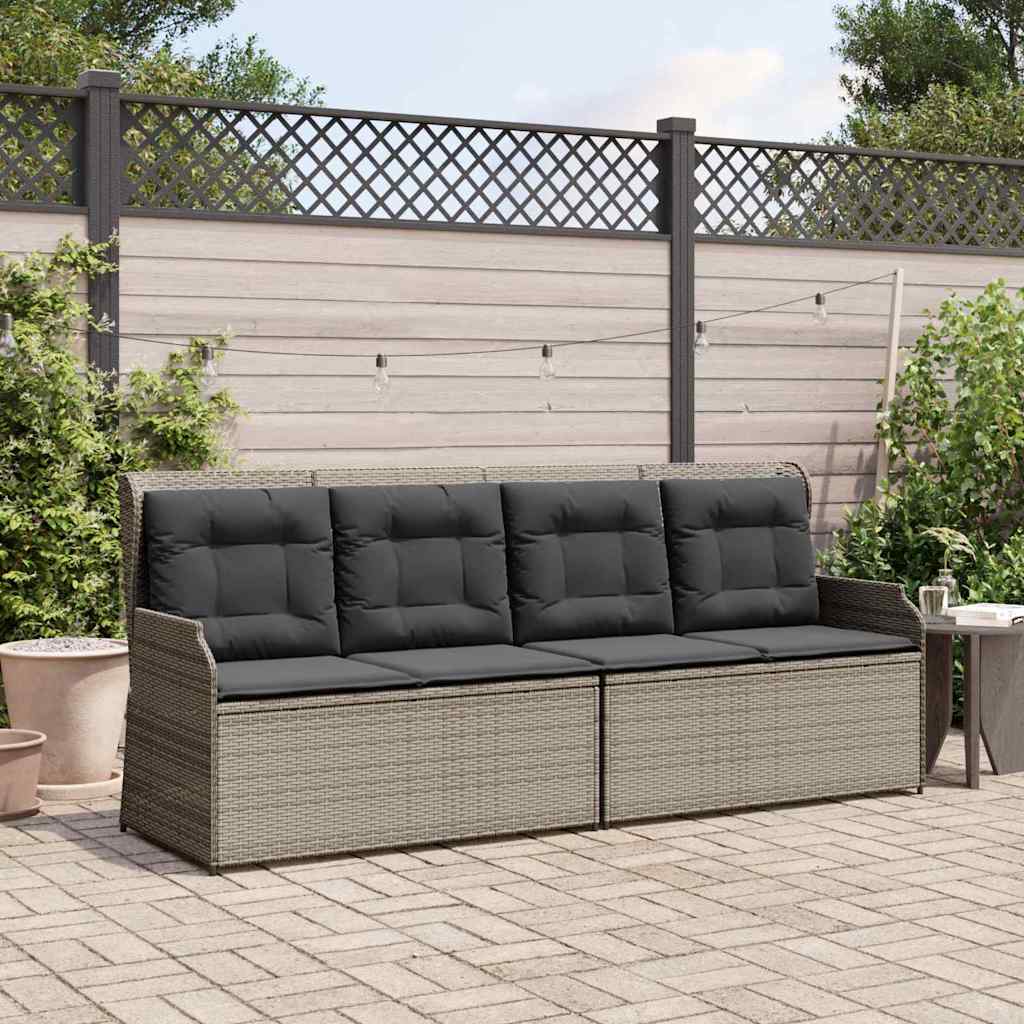 vidaXL Garden Bench with Cushion Grey Poly rattan