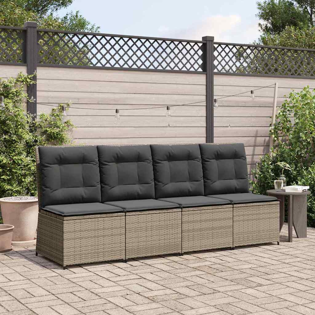 vidaXL Garden Sofa with Cushion Grey Poly rattan