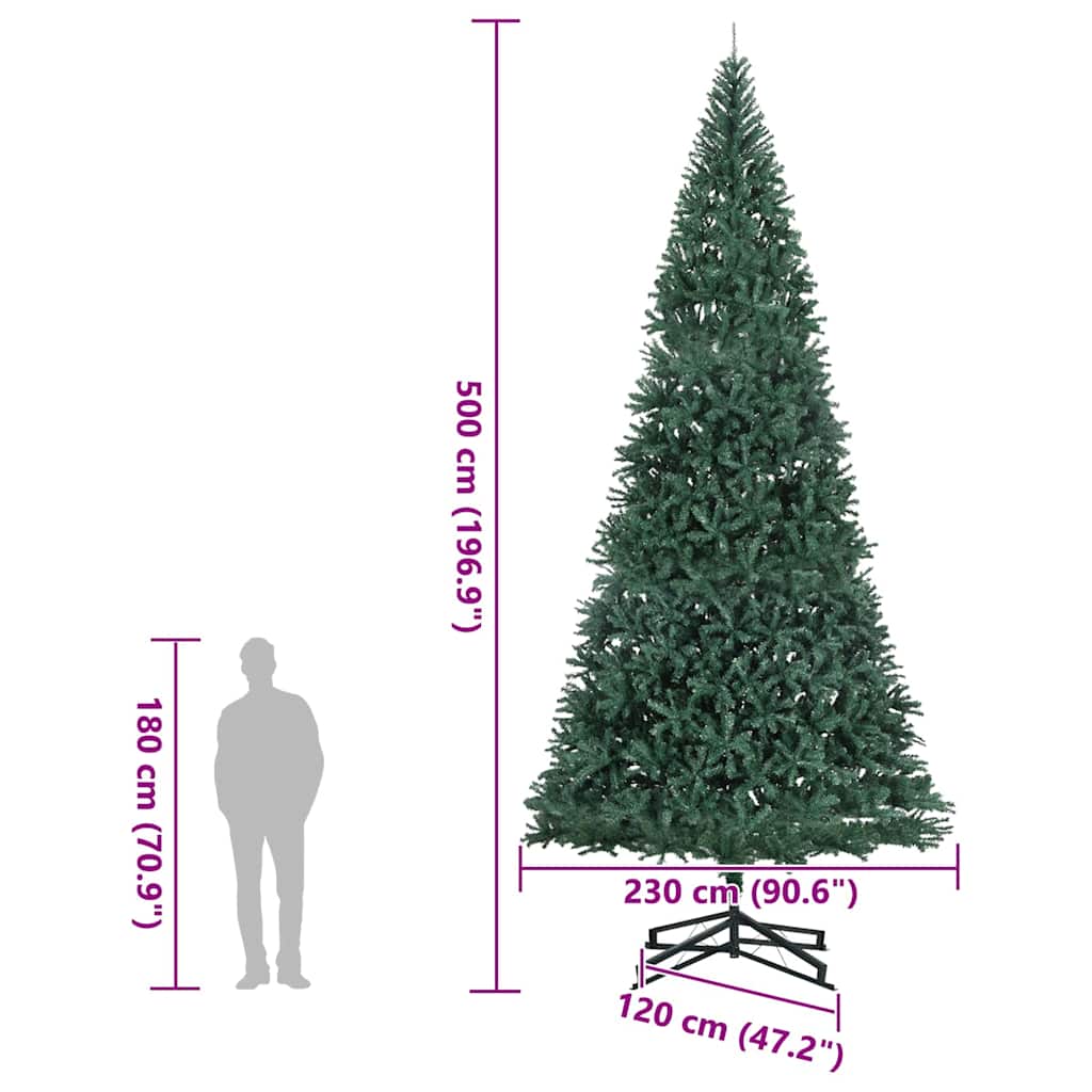 8721288977984_wbg-siz_en_hd_1 vidaXL Artificial Pre-lit Christmas Tree Green 500 cm PVC - Image 12