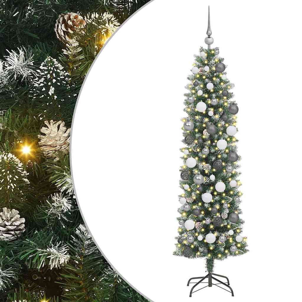 8721288982520_wbg-an-m_en_hd_1 vidaXL Artificial Slim Christmas Tree Green 180 cm PVC - Image 2