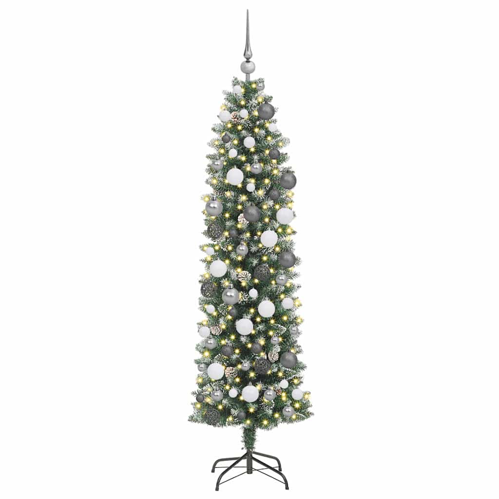 8721288982520_wbg-an_en_hd_2 vidaXL Artificial Slim Christmas Tree Green 180 cm PVC - Image 3