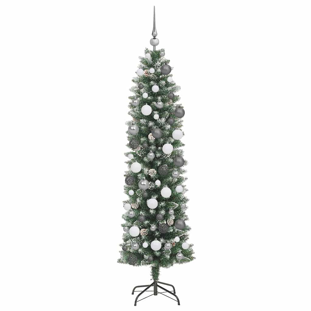 8721288982520_wbg-fr_en_hd_3 vidaXL Artificial Slim Christmas Tree Green 180 cm PVC - Image 4