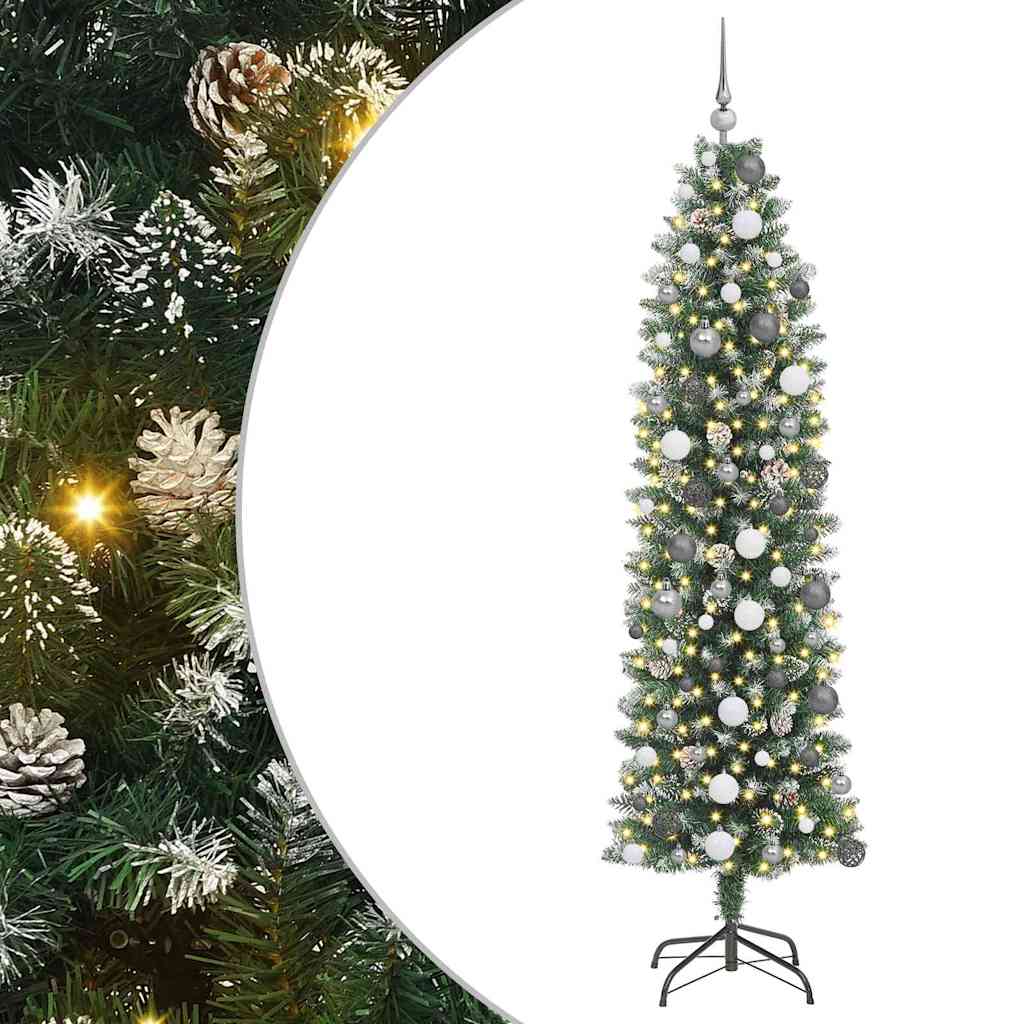 8721288982643_wbg-an-m_en_hd_1 vidaXL Artificial Slim Christmas Tree Green 210 cm - Image 2