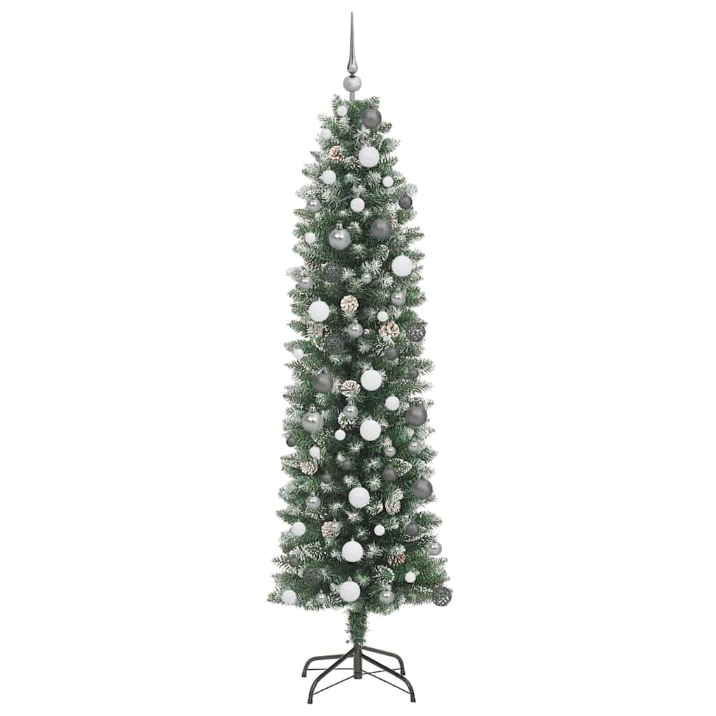 8721288982643_wbg-fr_en_hd_3 vidaXL Artificial Slim Christmas Tree Green 210 cm - Image 4