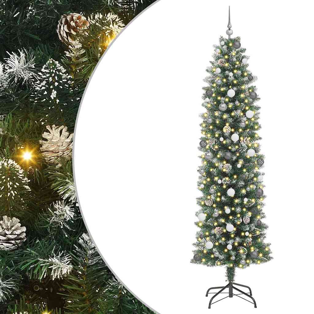 8721288982766_wbg-an-m_en_hd_1 vidaXL Artificial Slim Christmas Tree Green 240 cm PVC - Image 2