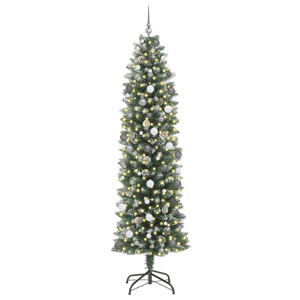 8721288982766_wbg-an_en_hd_2 vidaXL Artificial Slim Christmas Tree Green 240 cm PVC - Image 3