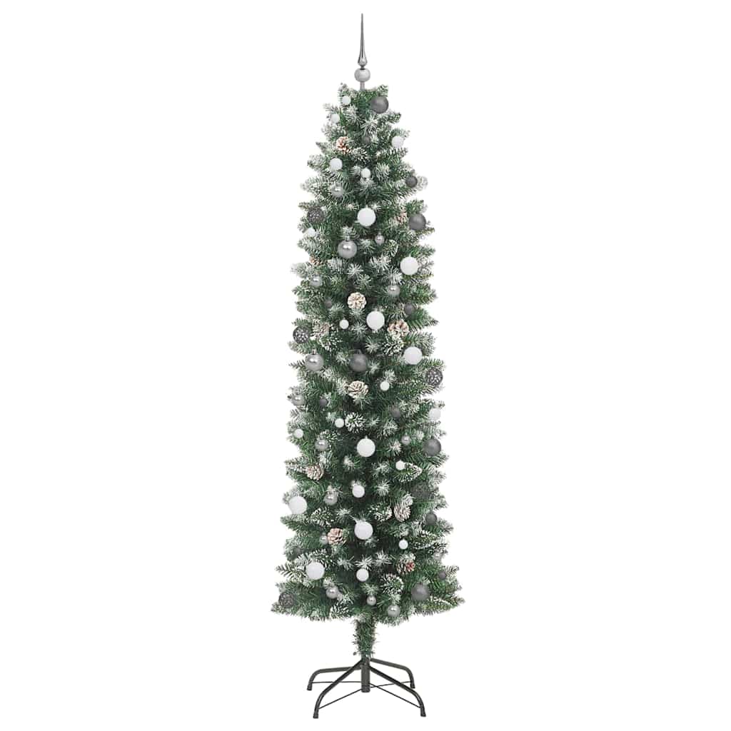 8721288982766_wbg-fr_en_hd_3 vidaXL Artificial Slim Christmas Tree Green 240 cm PVC - Image 4