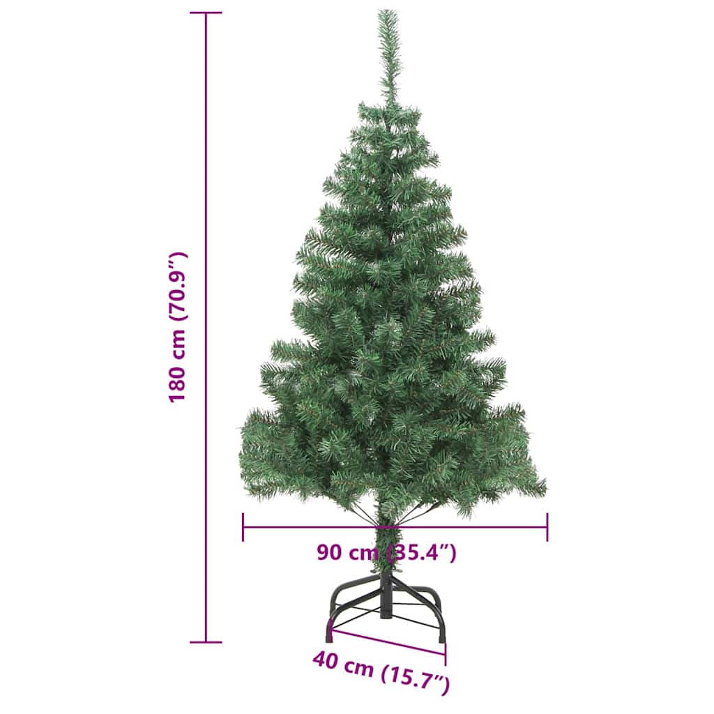 8721288993366_wbg-siz_en_hd_1 vidaXL Artificial Christmas Tree Green 180 x 40 cm PVC - Image 12