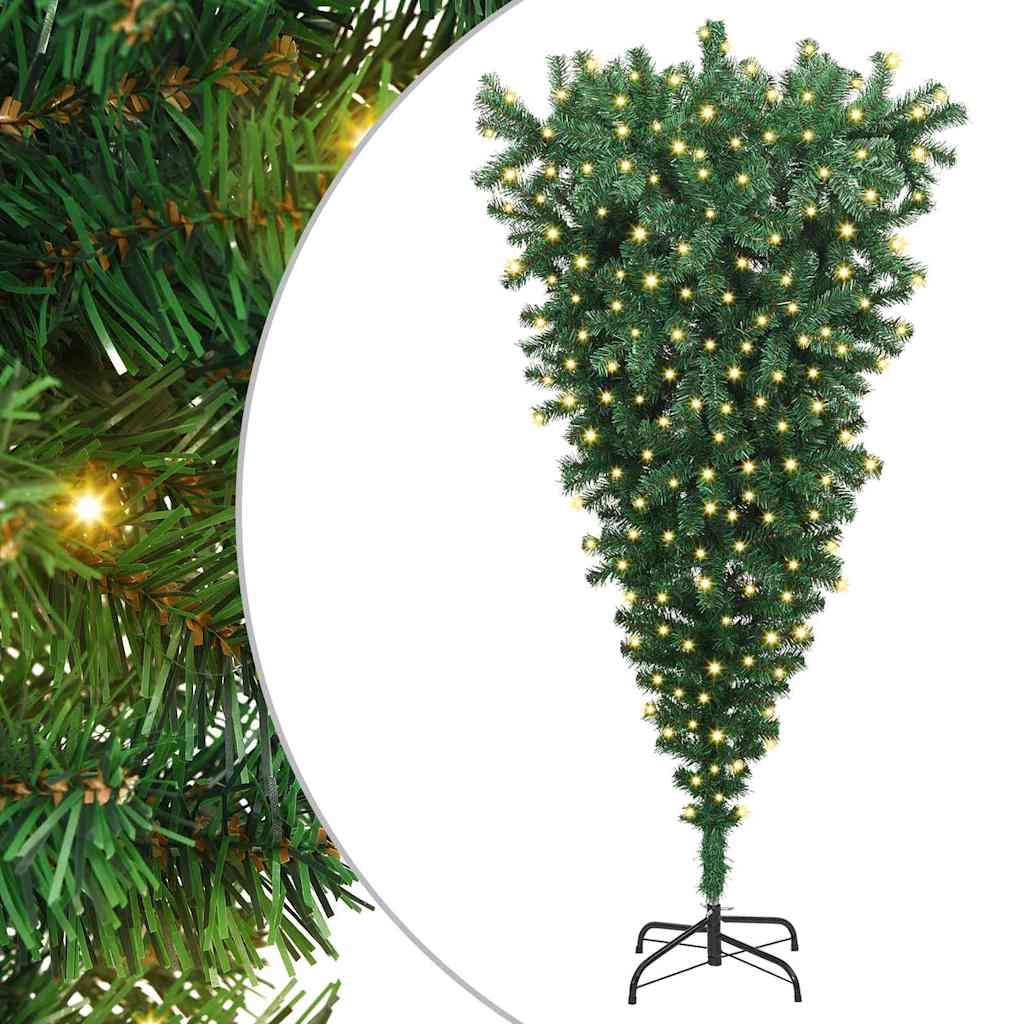 8721288998200_wbg-an-m_en_hd_1 vidaXL Upside-down Artificial Pre-lit Christmas Tree Green 180 x 90 cm - Image 2