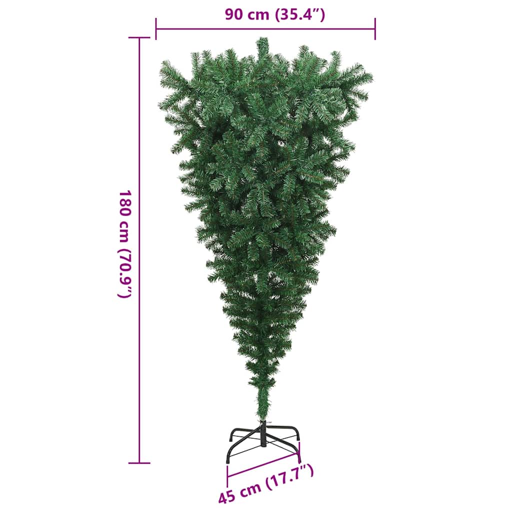 8721288998200_wbg-siz_en_hd_1 vidaXL Upside-down Artificial Pre-lit Christmas Tree Green 180 x 90 cm - Image 12