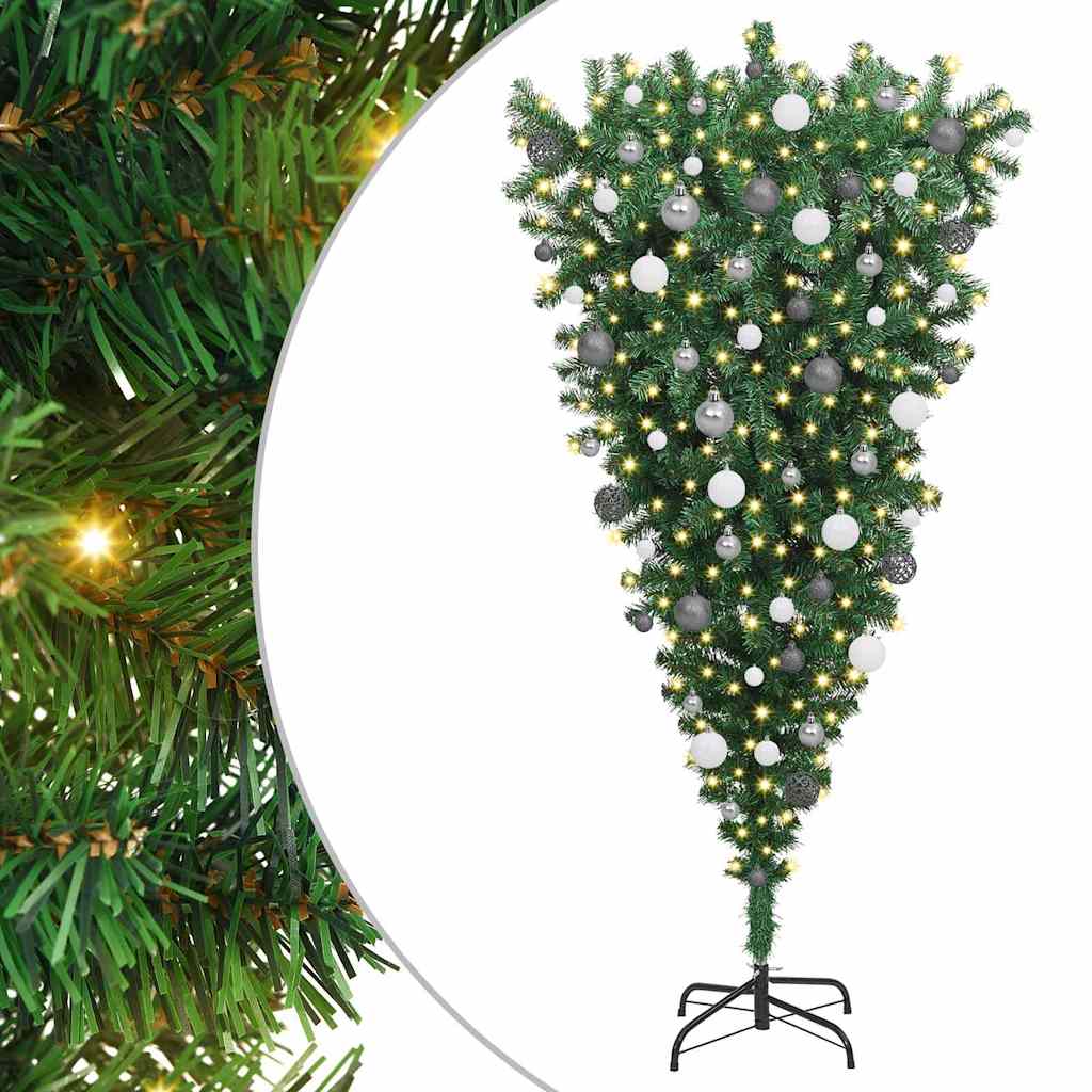 8721288998231_wbg-an-m_en_hd_1 vidaXL Upside-down Artificial Pre-lit Christmas Tree Green 180 x 90 cm - Image 2