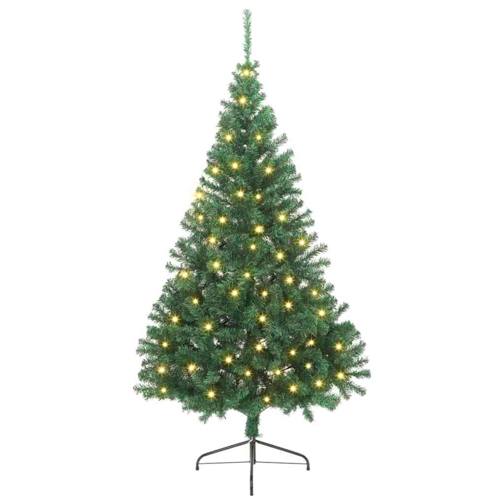 8721288999931_wbg-fr_en_hd_2 vidaXL Artificial Pre-lit Christmas Tree with Stand Green 240 cm PVC - Image 2