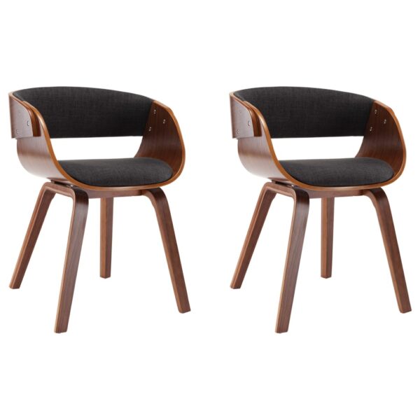 vidaXL Dining Chairs 2 pcs Grey Bent Wood and Fabric - Image 2