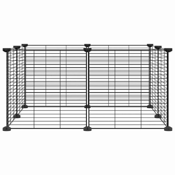 vidaXL 8-Panel Pet Cage Black 35x35 cm Steel - Image 2