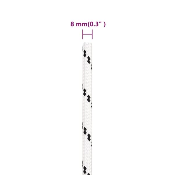 vidaXL Braided Boat Rope White 8 mmx100 m Polyester - Image 5