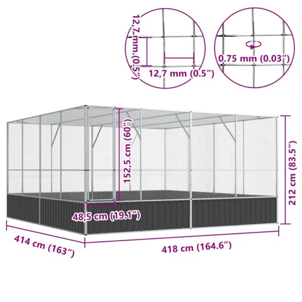 vidaXL Aviary Silver 418x414x212 cm Steel - Image 10