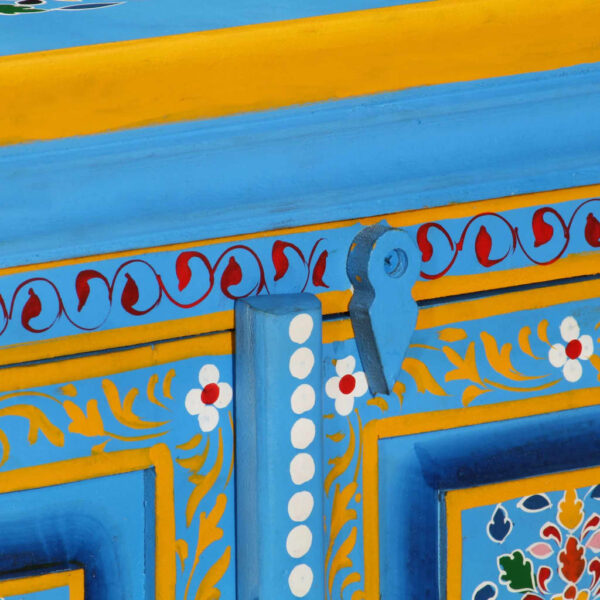 vidaXL Sideboard Solid Mango Wood Turquoise Hand Painted - Image 9
