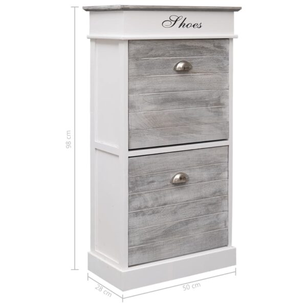 vidaXL Shoe Cabinet Grey 50x28x98 cm Paulownia Wood - Image 9