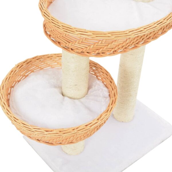vidaXL Cat Tree with Sisal Scratching Post Natural Willow Wood - Image 4