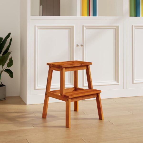 vidaXL 2 Step Stool 40x38x50 cm Solid Wood Acacia - Image 1