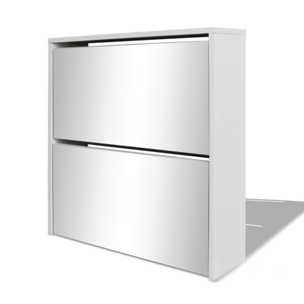 vidaXL Shoe Cabinet 2-Layer Mirror White 63x17x67 cm - Image 4