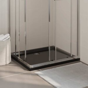 vidaXL Rectangular ABS Shower Base Tray Black 80x90 cm