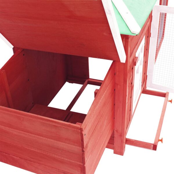 vidaXL Chicken Coop with Nest Box Red 190x72x102 cm Solid Firwood - Image 4