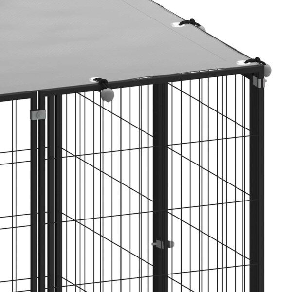 vidaXL Dog Kennel Black 330x110x110 cm Steel - Image 5