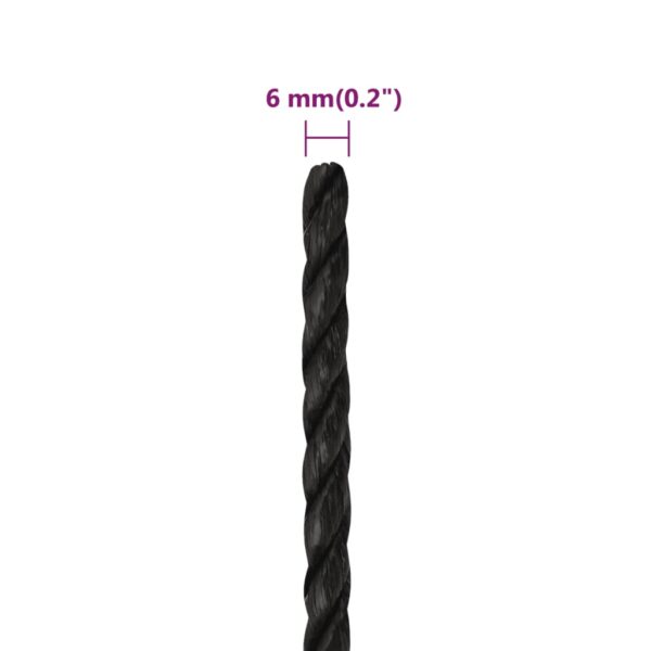 vidaXL Work Rope Black 6 mm 100 m Polypropylene - Image 6