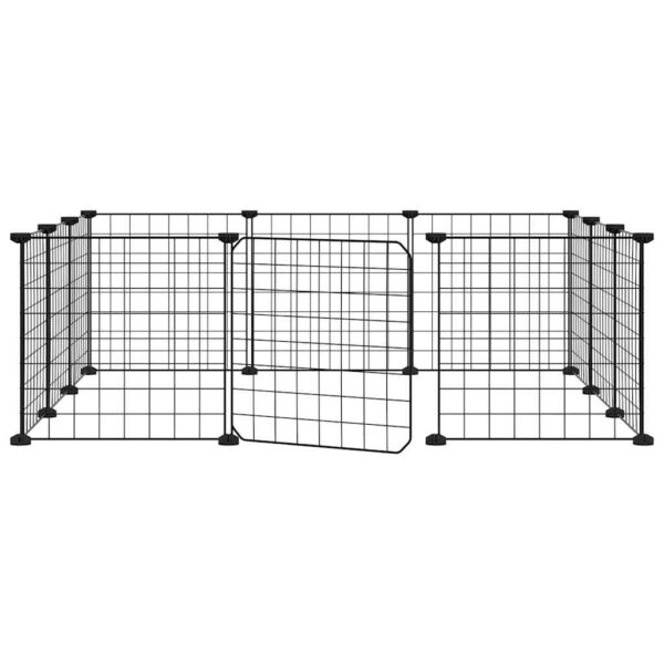 vidaXL 12-Panel Pet Cage with Door Black 35x35 cm Steel - Image 2