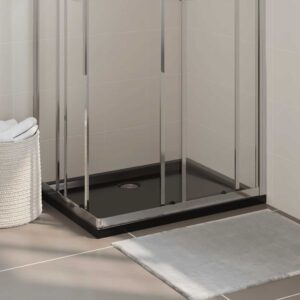 vidaXL Rectangular ABS Shower Base Tray Black 70x90 cm