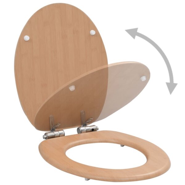 vidaXL WC Toilet Seat with Soft Close Lid MDF Bamboo Design - Image 2