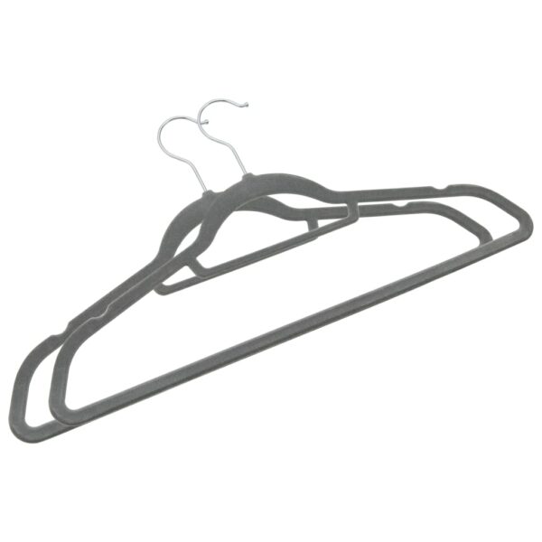 vidaXL 50 pcs Clothes Hanger Set Anti-slip Grey Velvet - Image 4