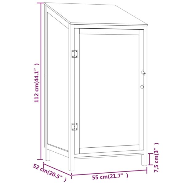 vidaXL Garden Shed 55x52x112 cm Solid Wood Fir - Image 7