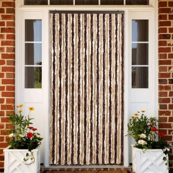 vidaXL Insect Curtain Beige and Light Brown 100x220 cm Chenille - Image 1
