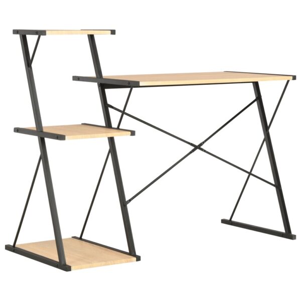 vidaXL Desk with Shelf Black and Oak 116x50x93 cm - Image 5