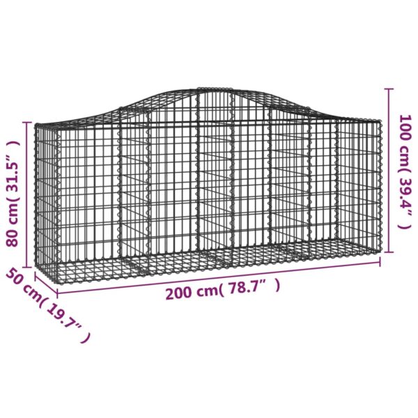 vidaXL Arched Gabion Basket 200x50x80/100 cm Galvanised Iron - Image 5
