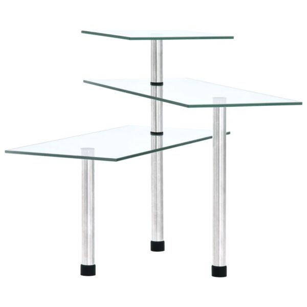 vidaXL 3-Tier Corner Kitchen Shelf Tempered Glass - Image 4