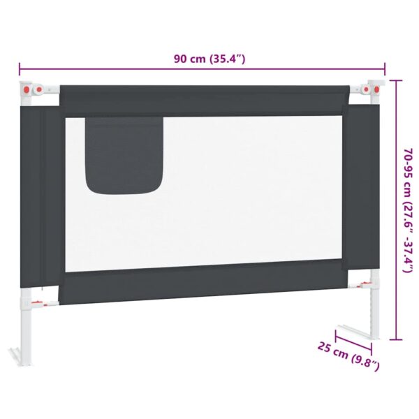vidaXL Toddler Safety Bed Rail Dark Grey 90x25 cm Fabric - Image 9