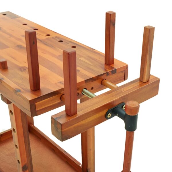 vidaXL Workbench with Vices 92x48x83 cm Solid Wood Acacia - Image 7