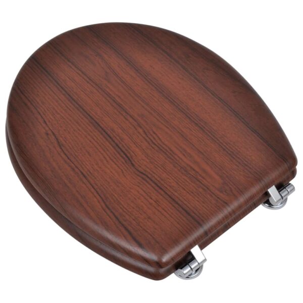 vidaXL WC Toilet Seat MDF Lid Simple Design Brown - Image 3